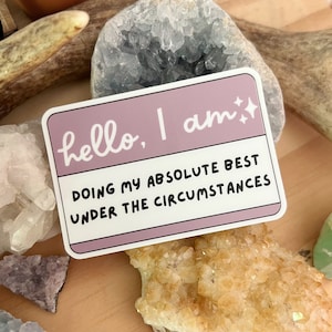 Doing My Best Sticker Water Bottle Sticker Hello I Am Sticker Funny Name Tag Sticker Anxiety Sticker Waterproof Sticker for Journal
