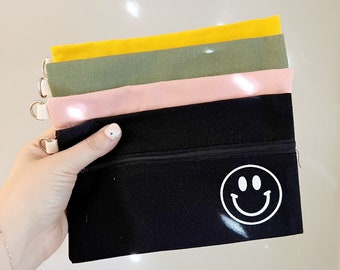Smile Zip Pouch, Pencil Bag, Cosmetic Pouch, Zippered Pen Bag, Zippered Pouch, Pencil Case