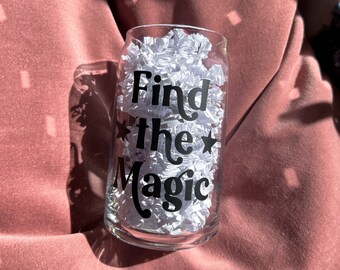 Find the Magic Glass Cup, Iced Coffee Cup, Beer Can Glasses, Birthday Gift, Gift under 20, Cold Brew Cup, Iced Tea Cup, Soda Can Glass