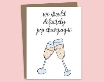 Pop Champagne, Congratulations Card, Engagement Card, Big Deal, Graduation Card, Good Luck Card, Celebration Card, Illustrated Greeting Card