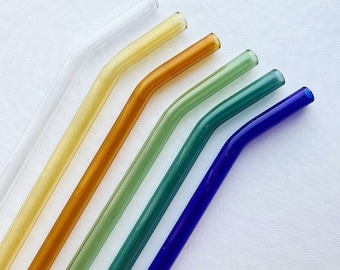 Handmade Glass Straw, Colorful Straw, Glass Colored Straw, Bent Straw, Reusable Straws, Beer Can Glass Straw, Eco Friendly Straw