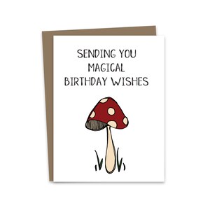 Desejos mágicos de aniversário, cartão de aniversário, cartão de aniversário infantil, aniversário mágico, cartão de cogumelo, cartão mágico, cartão de feliz aniversário