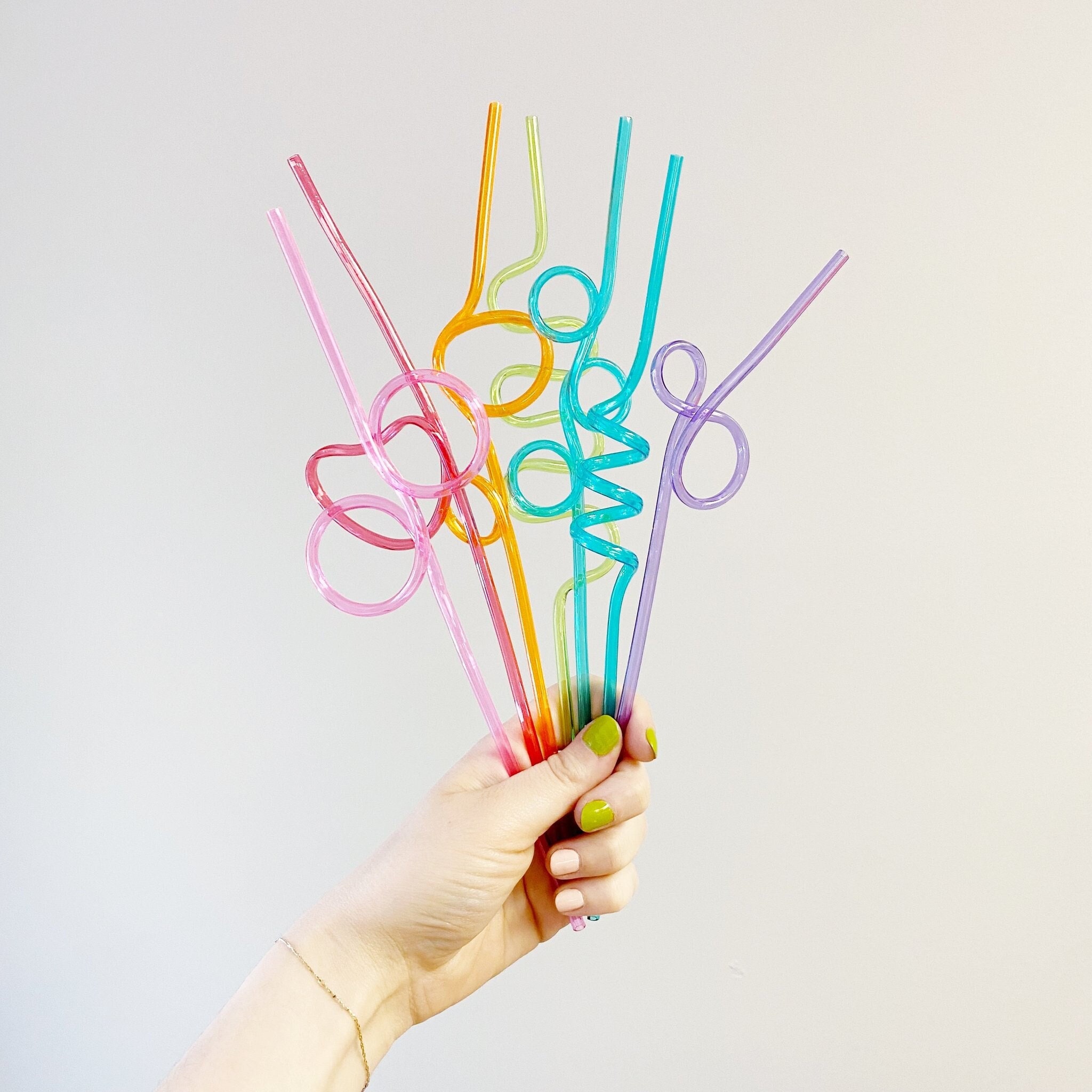 Rainbow Plastic Silly Straws Crazy Reusable Drinking Straws Crazy Straws  For Kids Silly Straws Figure 8 Ring 