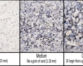 Blue Quartz Natural Stone - Crushed Inlay Stone (fine, medium, or coarse -.5oz,1oz,2oz,4oz,1/2lb,1lb) Great for woodworking, jewelry & more