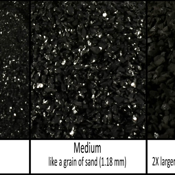 Jet Natural Stone - Crushed Inlay Stone (fine, medium, or coarse - .5oz,1oz,2oz,4oz,1/2lb,1lb) Great for woodworking, jewelry and more