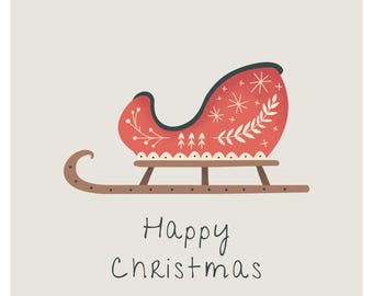 Frohe Weihnachten Schlitten Print