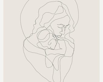 Jesus + Maria Line Art