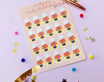 Candy Corn Trick or Treat Stickers | Halloween Stickers | Kawaii Stickers