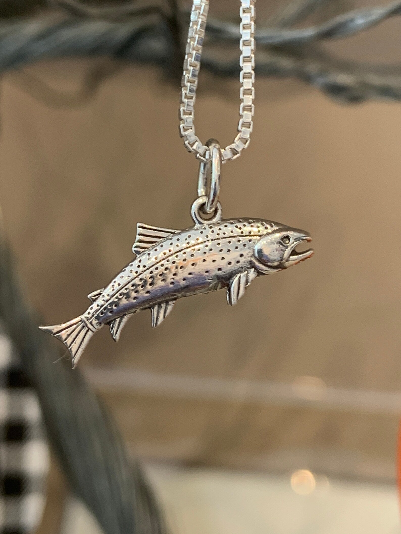 Sterling Silver Adirondack Trout Necklace Adk Fish Necklace Etsy India