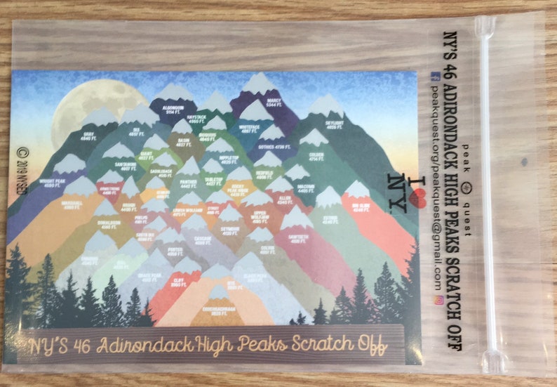 Adk High Peaks 46er Scratchoff Card Adk 46er Adirondack 46er Etsy