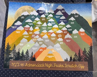 Big Adk High Peaks 46er Scratchoff card, Adk 46er, Adirondack 46er / Adk scratch off, Adirondack Gift /  High Peaks, 11x14 inch card, 46er