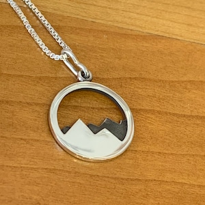 Mountain Necklace,  Adk Necklace, Mountain Necklace, Mixed metals, open design, mount necklace, layered, stacked, adk oxidized mountains