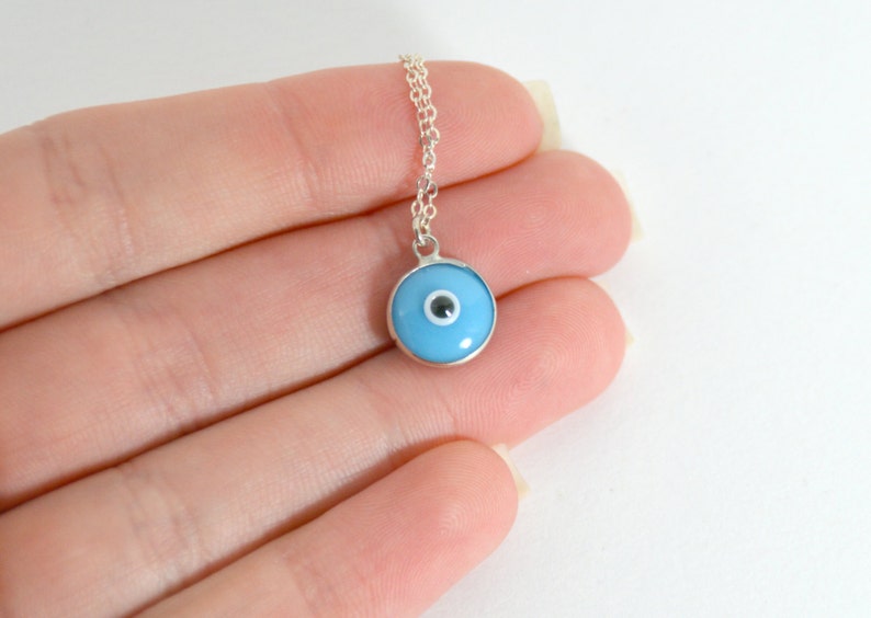 Tiny Evil Eye Necklace Silver Evil Eye Necklace Nazar Etsy
