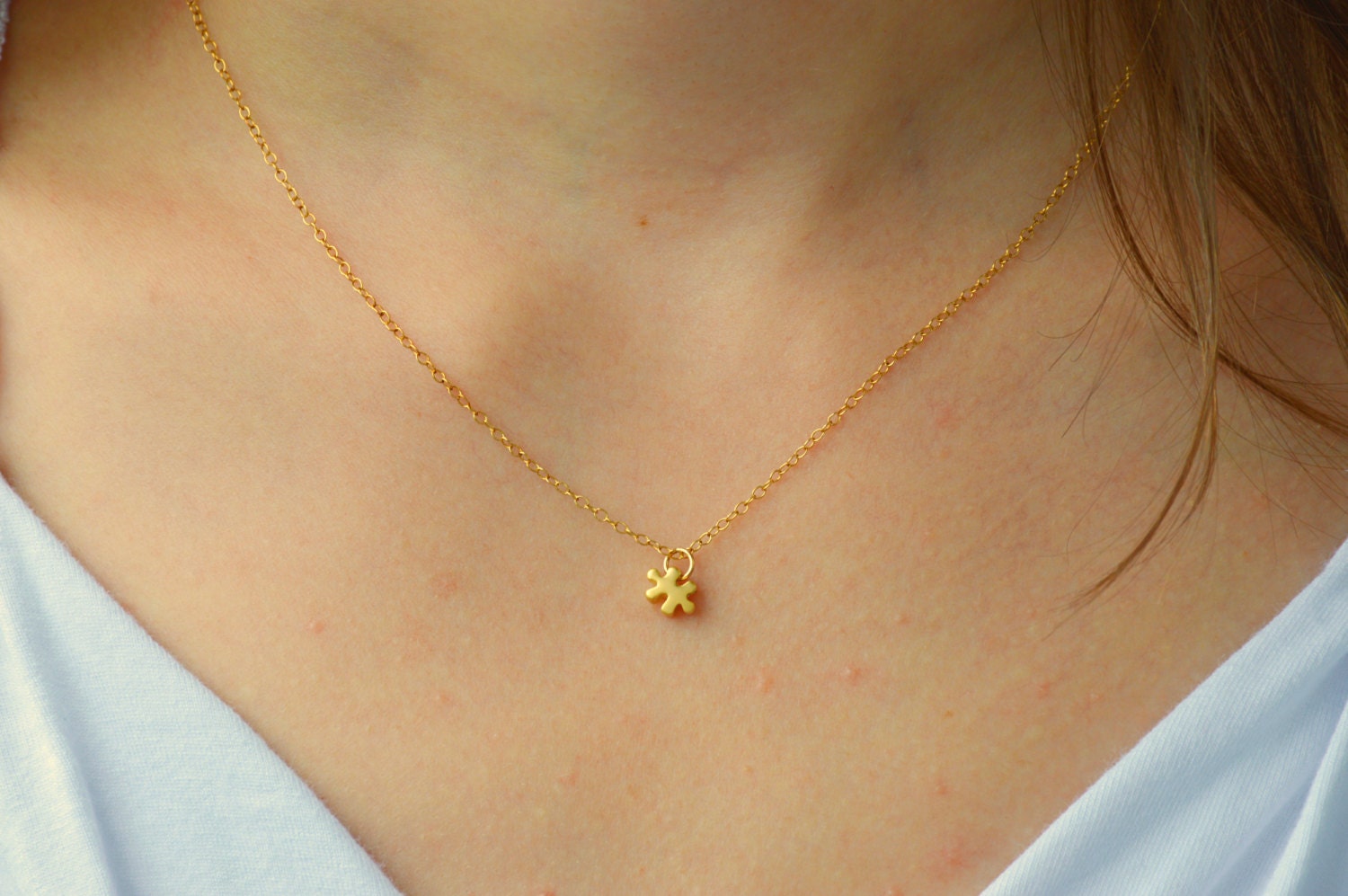 Puzzle Necklace, Puzzle Piece Necklace, Gold Puzzle Necklace, Tiny