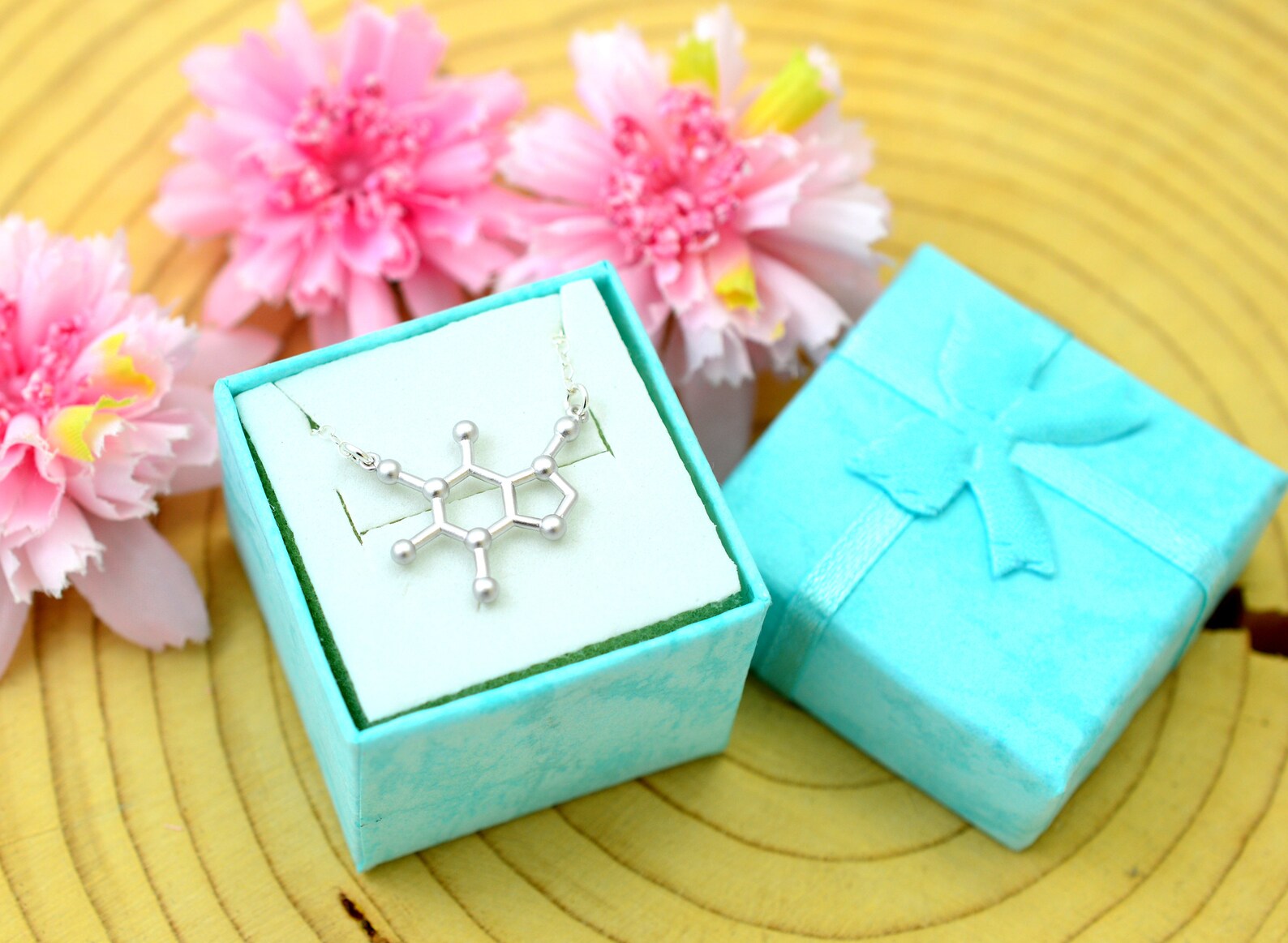 Caffeine Molecule Science Jewelry Chemical Necklace Etsy