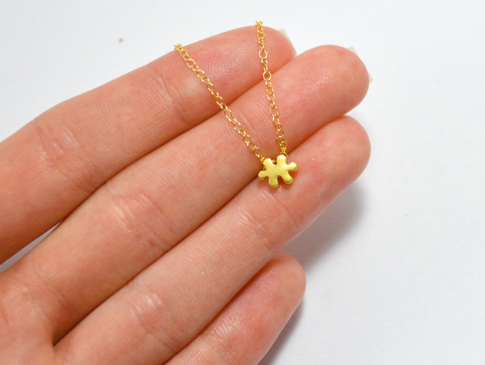 Puzzle Necklace, Puzzle Piece Necklace, Gold Puzzle Necklace, Tiny