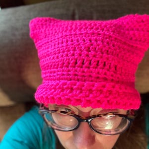 Crocheted Pink Cat Ear Hat