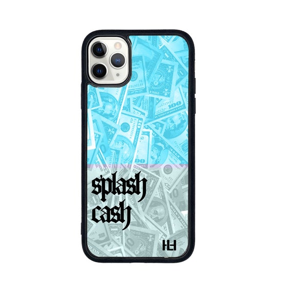 Blue Dollar (text and no text print) iPhone/Samsung/Huawei case with soft rubber sides and Tempered glass top (Choose your model)