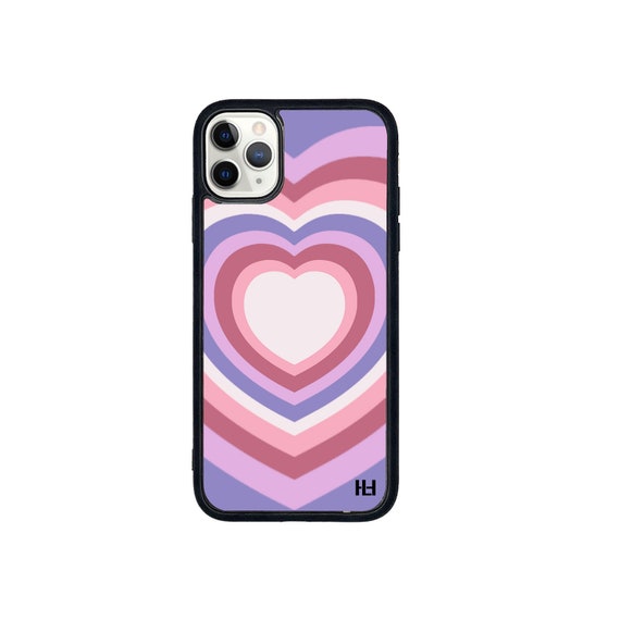 Pink heart in heart print phone case