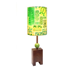 Tropical Tiki table lamp with walnut base