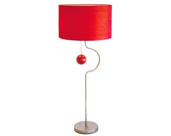 Modern Lamp Mid-Century style  with deep red shade, "Orbit"