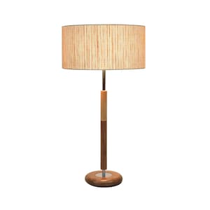 Mid-century modern table lamp, Danish modern, willow shade, walnut wood base "Rolo"