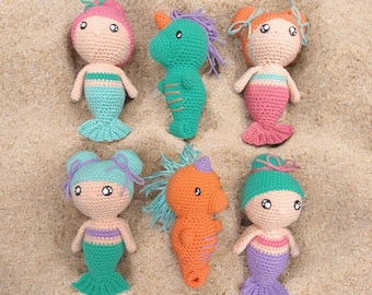 Handmade Crochet Mermaid Doll or Seahorse Plush – Ocean Nursery Decor