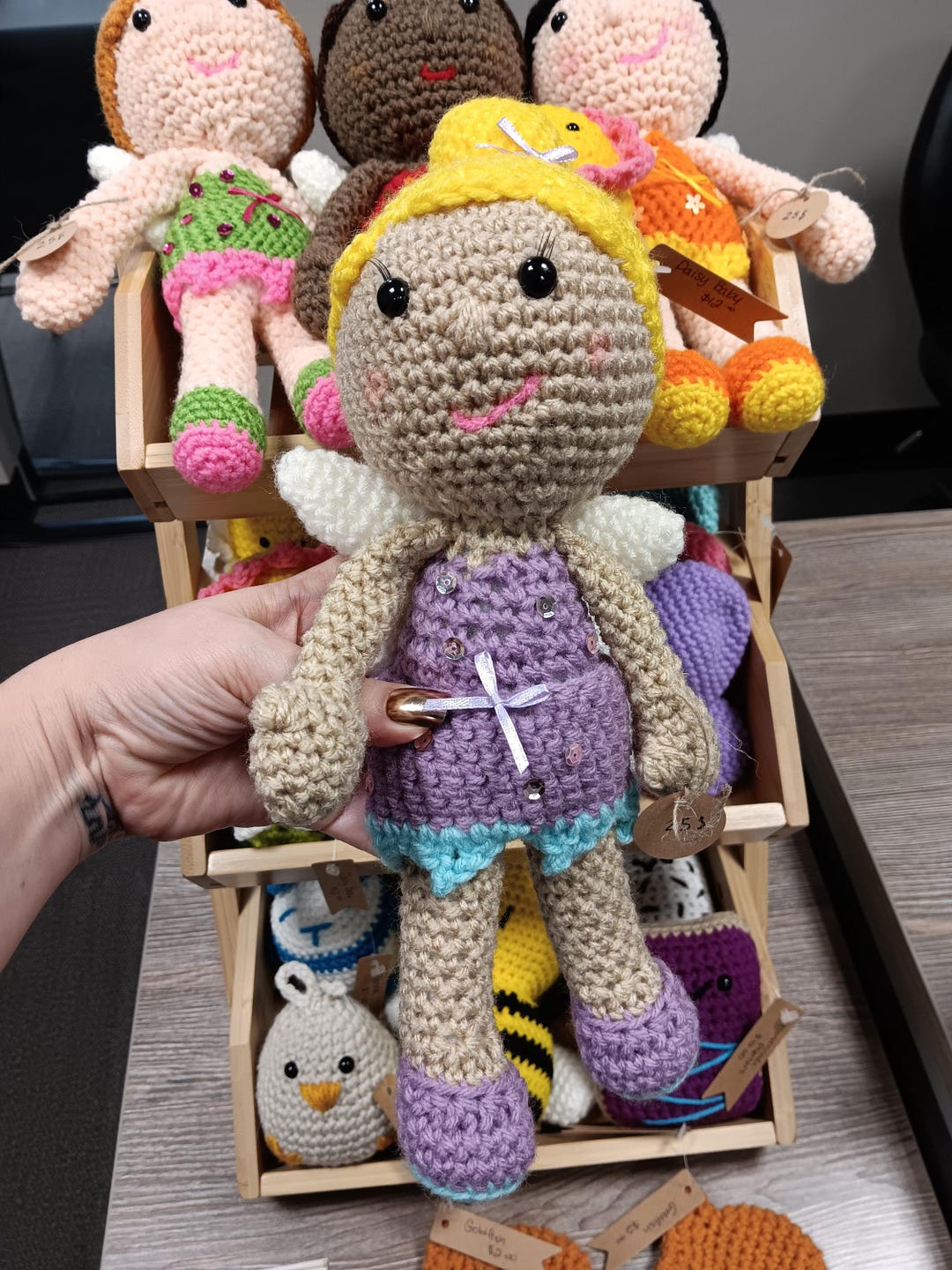 Princess Doll Rattle Crocheted Fairy Princess Rattle Doll – Amigurumi Angel Toy, Baby Shower ...