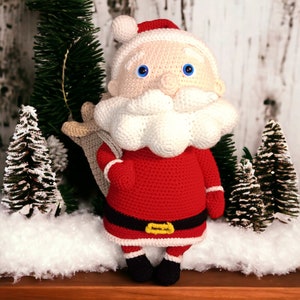 Handmade Crochet Santa Plush Doll - SammyKayCrochet Unique Holiday Centerpiece Decor.