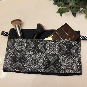 Black and White, Cosmetic Bag, Zipper Pouch, Black Makeup Bag, Quilted Small Pouch, Gifts for her, Toiletry Bag