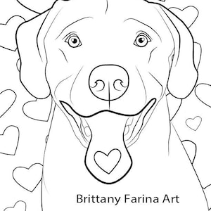 Labrador Coloring Page: Dog with Hearts (Digital Download)