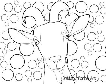 Download Goat Coloring Page Etsy