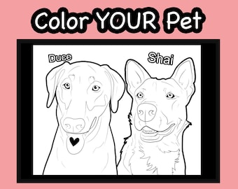 Coloring Page of your pet, Custom Line Drawing Pet, Dog Portrait INK, Tattoo Commission, Line Art Illustration Print, Pet Sketch From Photo,