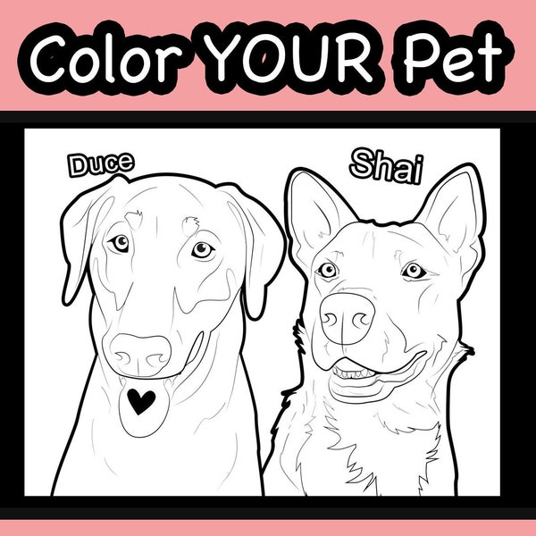 Coloring Page of your pet, Custom Line Drawing Pet, Dog Portrait INK, Tattoo Commission, Line Art Illustration Print, Pet Sketch From Photo,