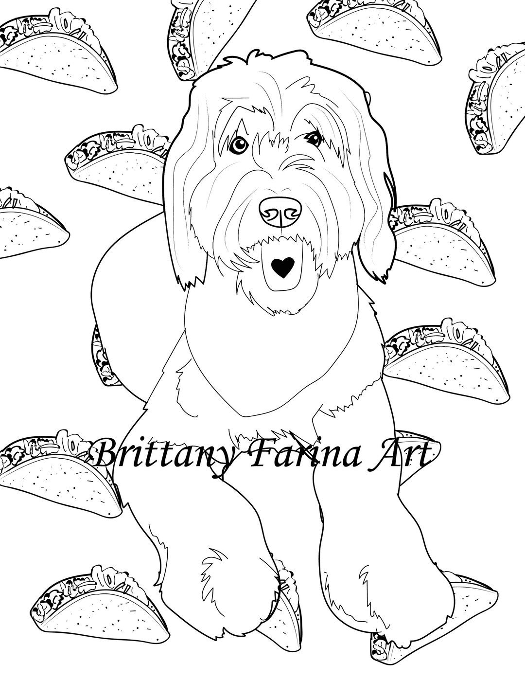 Dog Coloring Page- Doodle Coloring Page- Golden Doodle - Etsy