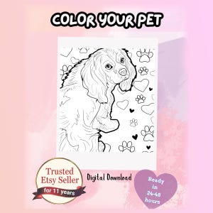 Custom Pet Coloring Page, Personalized Photo To Line Art (Digital File)