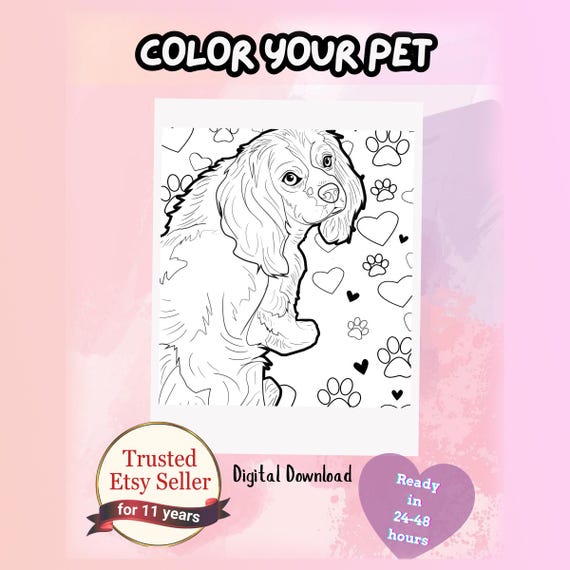 Custom Pet Coloring Page, Personalized Photo To Line Art (Digital File)