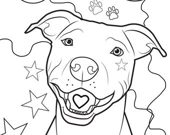 Pitbull coloring page, dog coloring page