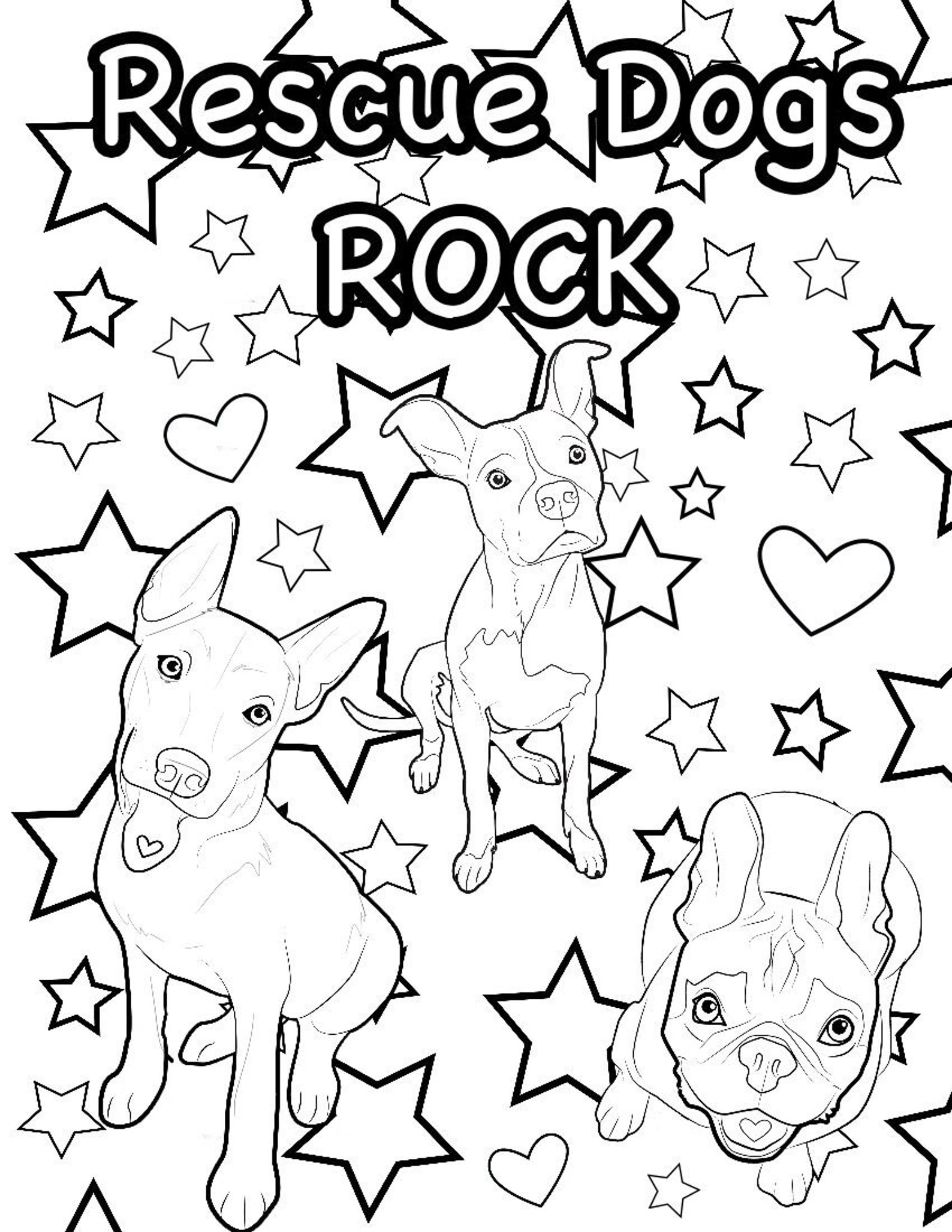 Rescue Dog Coloring Page, Rescue Dog, Dog Coloring Page Etsy