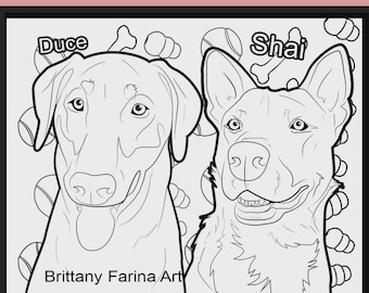 Custom Pet Coloring Page - Coloring Pages from Photo - Coloring Page Download - Custom Artwork - Custom Drawing - Pet Memorial Art