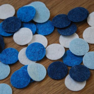 Blue Felt Circles, Die Cut Felt Circles, Felt Circle Shapes, Small Circle Pack, Felt Embellishment Craft Pack, Wedding Confetti