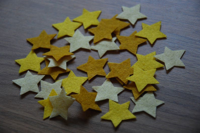 Yellow Felt Stars Die Cut Felt Stars Felt Star Shapes Small Etsy