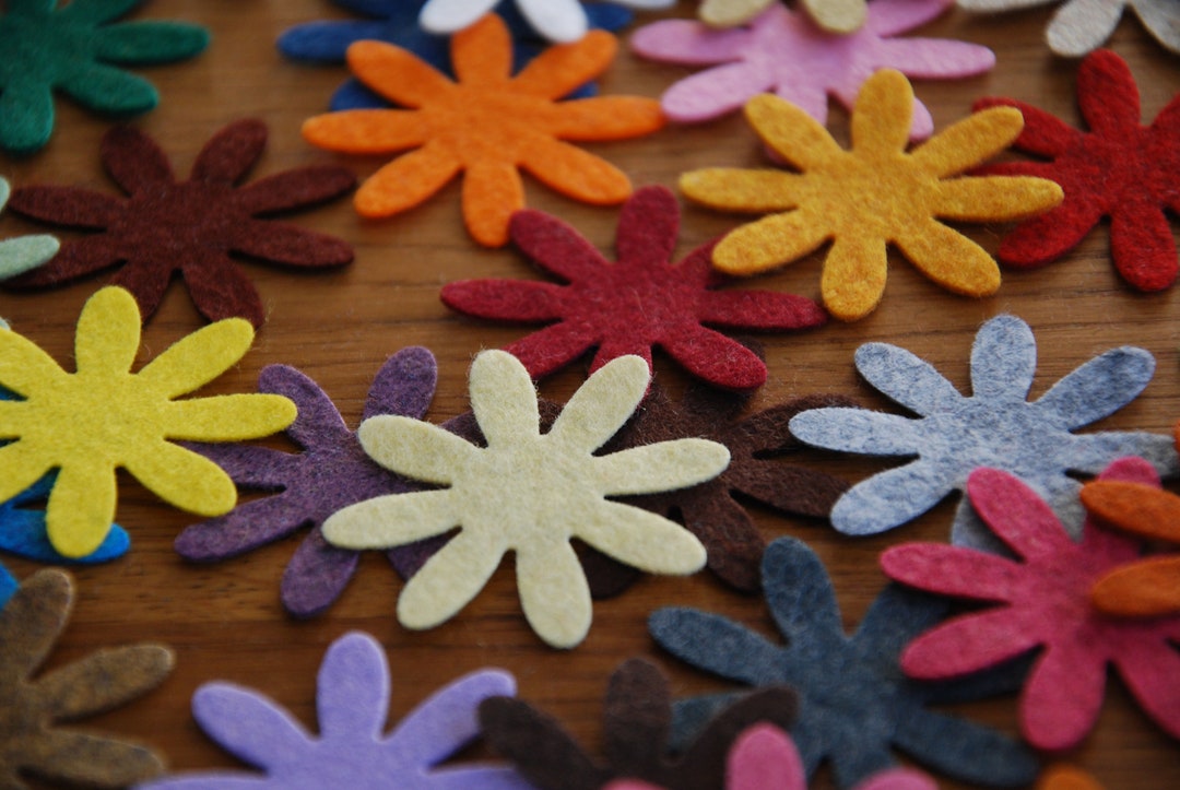 Felt Flowers Die Cut Felt Flowers Felt Shapes Felt Flower Etsy