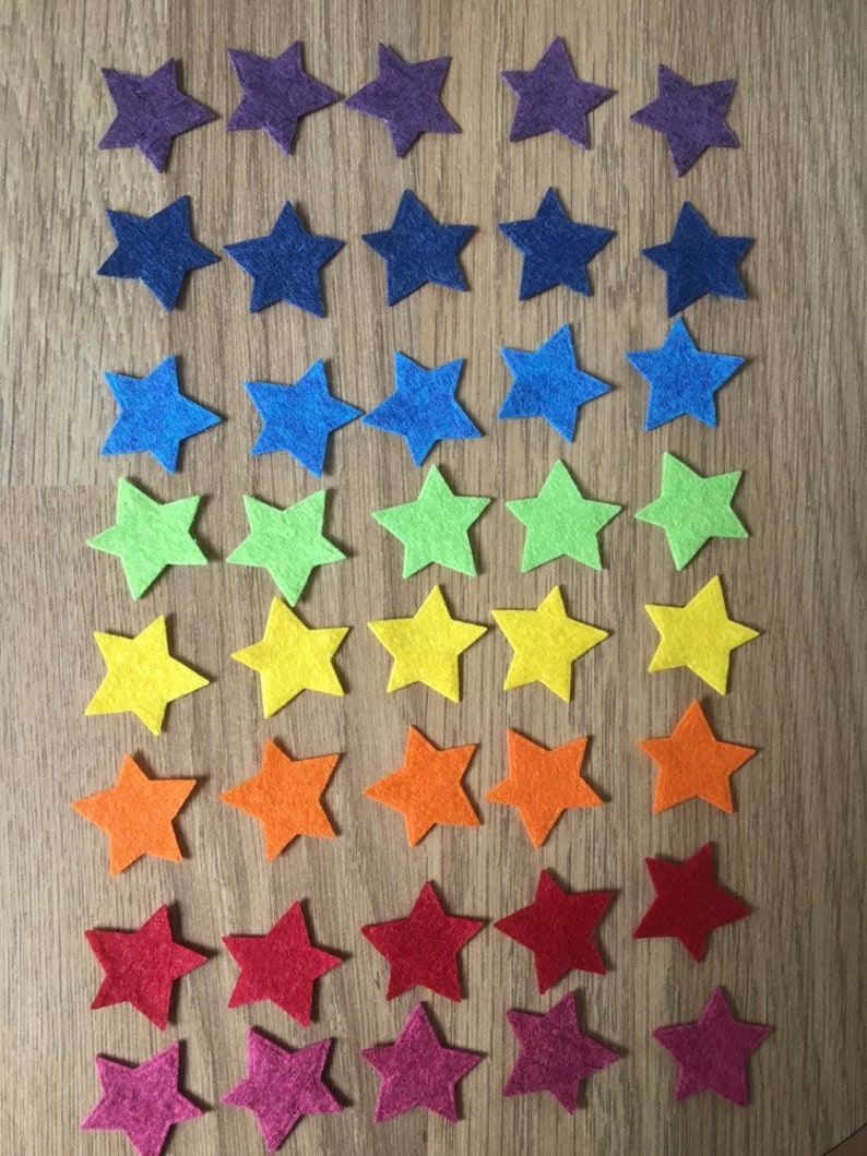 Rainbow Felt Stars Die Cut Felt Stars Felt Star Shapes Etsy