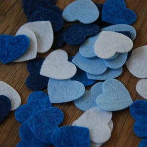 Blue Felt Hearts, Die Cut Felt Hearts, Felt Heart Shapes, Small Heart Pack, Felt Embellishments Craft Pack, Wedding Confetti, Wedding Decor