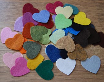 Felt Hearts, Die Cut Felt Hearts, Felt Shapes, Felt Heart Embellishments, Felt Heart Shapes, Mixed Medium Size Heart Pack, Craft Pack