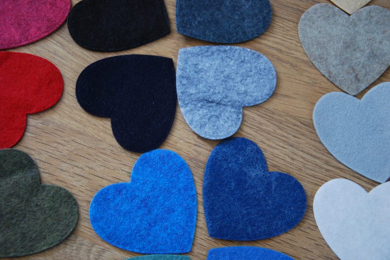 Felt Hearts Die Cut Felt Hearts Felt Shapes Felt Heart Etsy