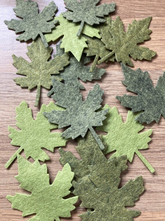 Green Felt Leaves Die Cut Felt Leaves Felt Shapes Die Cut Etsy