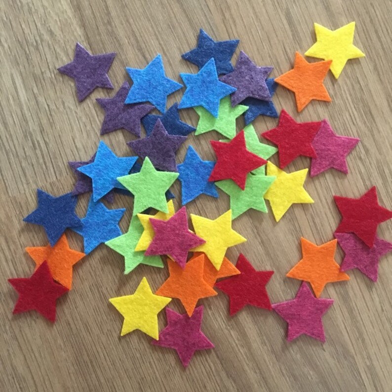Rainbow Felt Stars Die Cut Felt Stars Felt Star Shapes Etsy