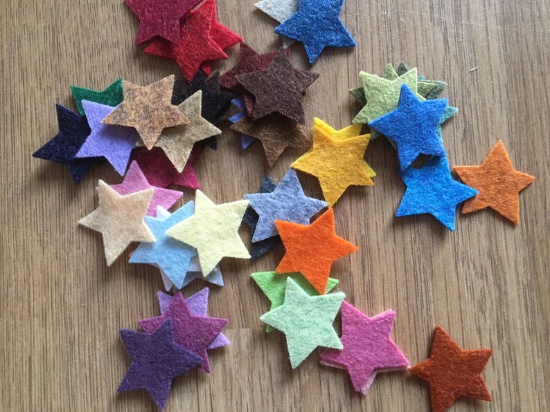 Rainbow Felt Stars Die Cut Felt Stars Felt Star Shapes Etsy